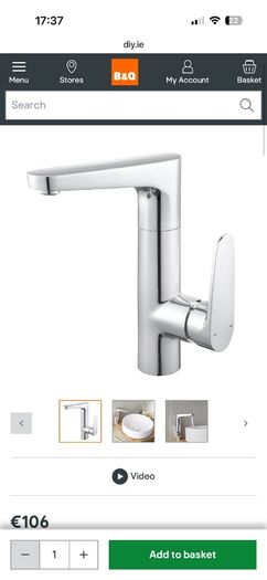 GoodHome Cavally Swivel Tall Chrome effect Round Basin Mono mixer Tap