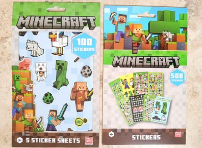 Minecraft 2025 - 2 x Official Sticker Set - 600 Stickers Total 13 Sheets NEW