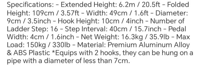 6.2 meter extension ladder