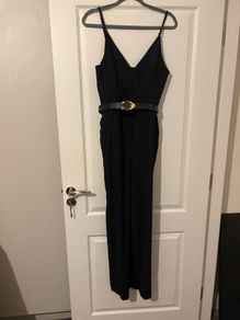 New Black Belted Jumpsuit