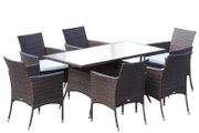 7 Pcs Rattan Dining Set-Brown