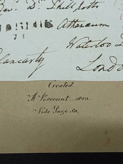 1828 Signed Irish Free Frank. Earl of Clancarty Ballinasloe. Napoleonic Diplomat Memorabilia.
