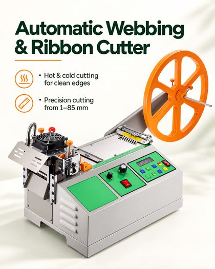 Automatic Hot and Cold Webbing Ribbon Cutting Machine 85 mm with LCD Display