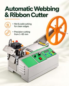 Automatic Hot and Cold Webbing Ribbon Cutting Machine 85 mm with LCD Display