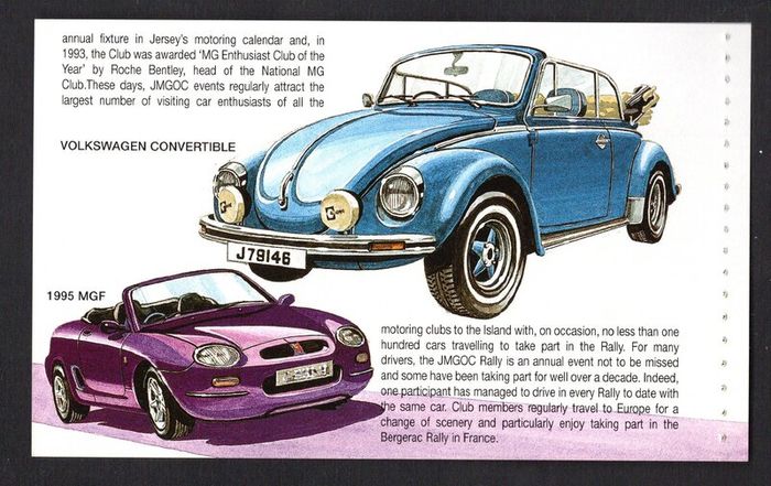 2005 Jersey Motor Festival Classic Cars Commemorative Stamps Booklet Mint Never Hinged (MNH) Photos of panes including