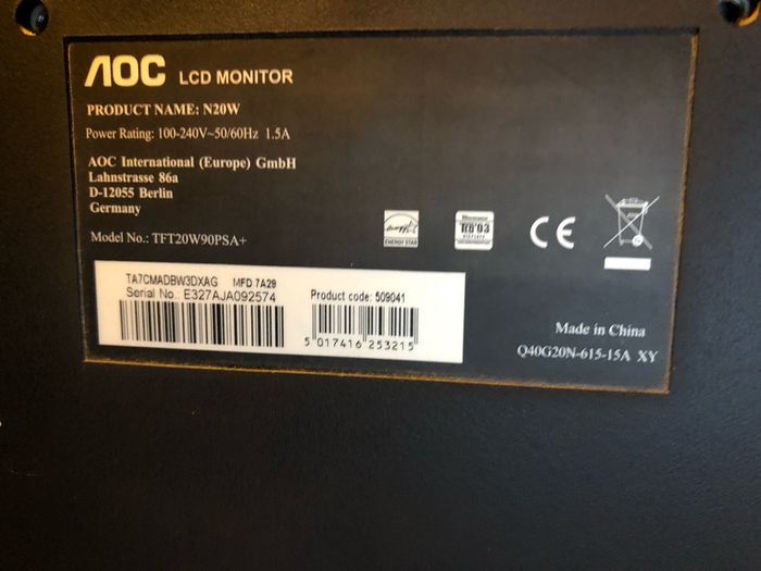 AOC 20" monitor