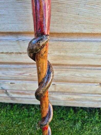 Hand-Carved Wooden Snake Walking Stick / Serpent Cane