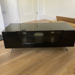 black glass tv unit