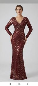 beautiful dress sequins burgundy evening maxi long sleeve prom dress  New sequins dress  Elegant  Maxi dress Long sleeve  For evening, Prom, Party wear