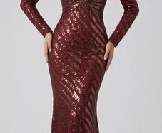 beautiful dress sequins burgundy evening maxi long sleeve prom dress  New sequins dress  Elegant  Maxi dress Long sleeve  For evening, Prom, Party wear