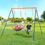 Swing Sets for Backyard 1 Saucer 1 Belt Swing Seat A-Frame Metal Stand Image 6