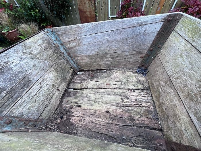 antique wheel barrow