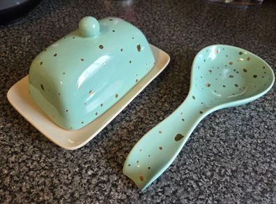 Ceramic Butter dish and Spoon rest
