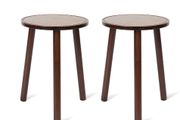 Set of 2 Wood Plant Stand Mid Century Side Table 16.5 Tall Round Side End Table Flower Pot Holder Home Decor
