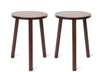 main image for ad Set of 2 Wood Plant Stand Mid Century Side Table 16.5 Tall Round Side End Table Flower Pot Holder Home Decor