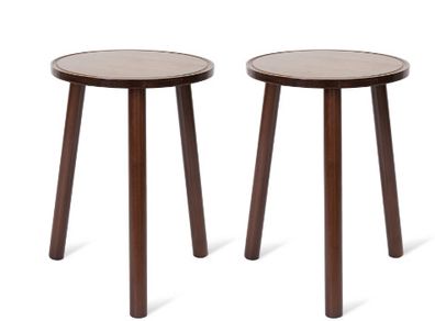 Set of 2 Wood Plant Stand Mid Century Side Table 16.5 Tall Round Side End Table Flower Pot Holder Home Decor