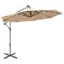 Hanging Parasol with LED Lighting 300 cm Sand Metal Pole Image 5
