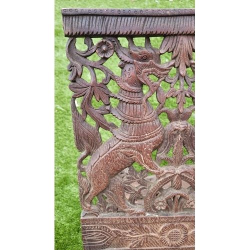 Large Carved Wooden Quran Stand (kursi), Indian, 19th Century.