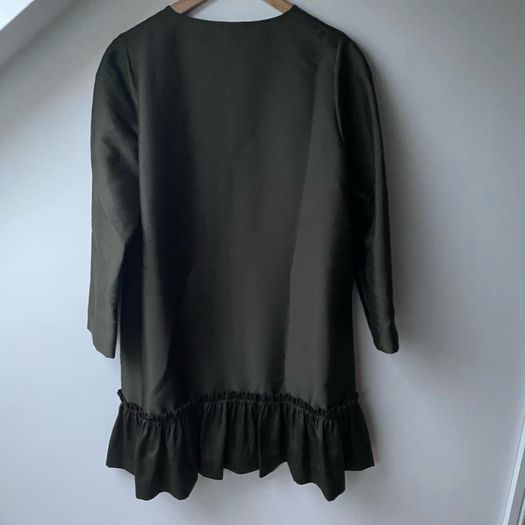 COS Khaki Green A-Line Frill Shift Dress - EU 38 Fits UK 10 -12