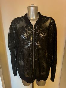 Black lace plus size bomber jacket size UK20 EU48 Postage included