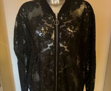 Black lace plus size bomber jacket size UK20 EU48 Postage included
