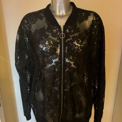 Black lace plus size bomber jacket size UK20 EU48 Postage included