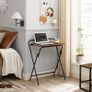 _Folding Small Desk Snack Table Space-Saving Sofa Table for Home Office Living Room Easy Assembly Vintage Brown/Black Image 2