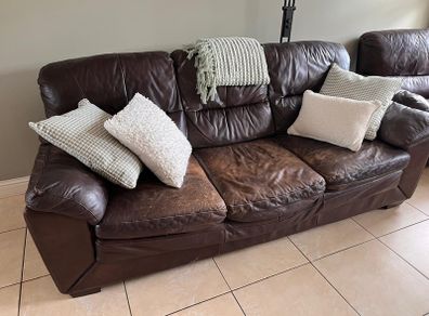Brown Leather 3+2+1 Suite