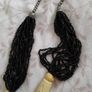 NECKLACE - Vintage - Carved - Black Glass Beads Image 3