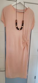 H&M salmon ruched side dress Sz 10UK