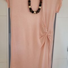 H&M salmon ruched side dress Sz 10UK