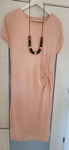 H&M salmon ruched side dress Sz 10UK