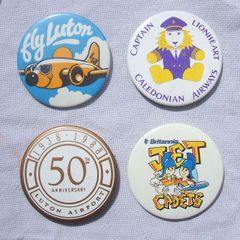 AIRLINES & AIRPORTS button badges x 4 different types (1980's / 1990's)