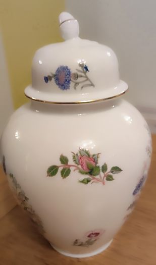 Vintage Aynsley Fine Bone China Ginger Jar | Wild Tudor Floral Covered Urn