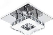 Modern LED Ceiling Lights Crystal Flush 21cm 12W 6000K Cold White Square Stainless Steel Mini Ceiling Lamp Crystal Chandelier Pendant Lighting Fixture for Bedroom,Kitchen,Living Room and Hallway (FREE POSTAGE)