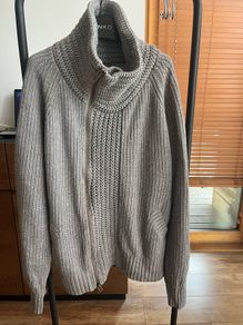 Wool chunky grey Reiss cardi with zip