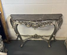 Louis XV Style Silver Gilt Console Table with Dark Marble Top hi
