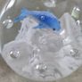 Vintage Art Glass Round Aquarium Paperweight with Bubbles and one Blue Dolphins Image 2