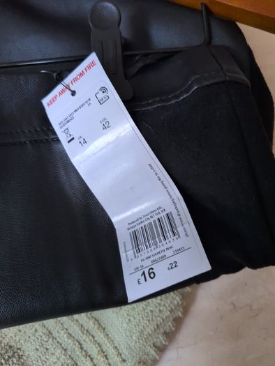 F&F Black  Faux Leather   A- Line Skirt.  S.14      B.N.W.T.