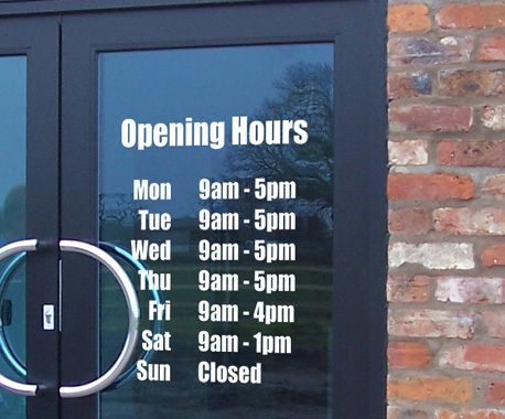 opening hours shop decals stickers