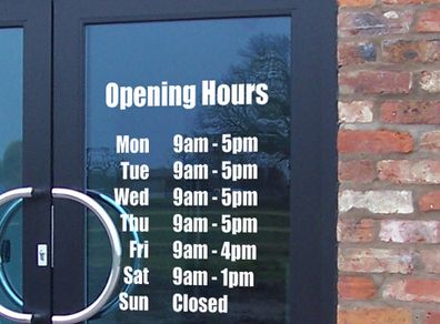 opening hours shop decals stickers