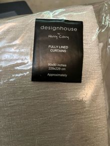 Two pairs long cream/ taupe curtains