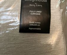 Two pairs long cream/ taupe curtains
