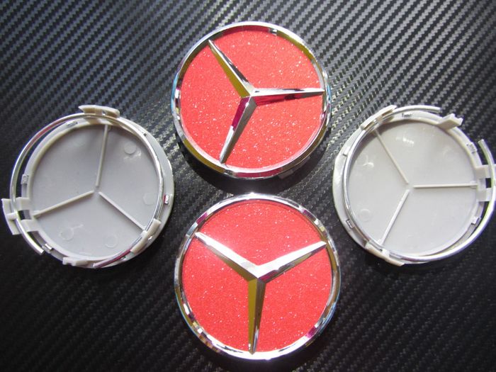 4x Red shining 75mm Mercedes Benz Alloy Wheel Center Caps cap Hub Cover