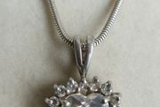 Vintage 925 Sterling Silver Heart Shaped Cut Center Stone Stunning Love Themed Pendant Necklace length 16" - 9,5g