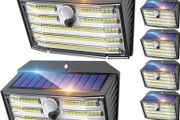Solar Lights Outdoor, Super Bright 126LED Solar Security Lights PIR Motion Sensor with 3 Lighting Modes, 270 Lighting Angle, Wireless IP65 Waterproof Wall Lights for Outside (8 Pack)