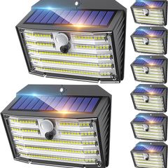 Solar Lights Outdoor, Super Bright 126LED Solar Security Lights PIR Motion Sensor with 3 Lighting Modes, 270 Lighting Angle, Wireless IP65 Waterproof Wall Lights for Outside (8 Pack)