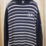 Fila 73 Vintage Mens Knitted Striped Jumper Navy White Sweater Size XL Image 2
