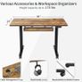 NEW SALE | Height Adjustable Electric Standing Desk with Keyboard Tray, 100 x 60 cm Sit Stand up Desk with Splice Board, Black Frame/Rustic Brown Top Image 6
