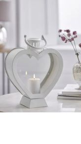 White Metal Heart Lantern